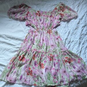 Floral Side Cutout Dress